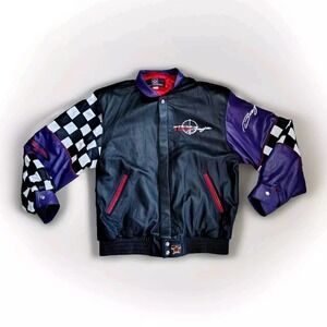 Vintage Jeff Hamilton Purple Leather Bomber Jacket Team Baja Men's Medium M